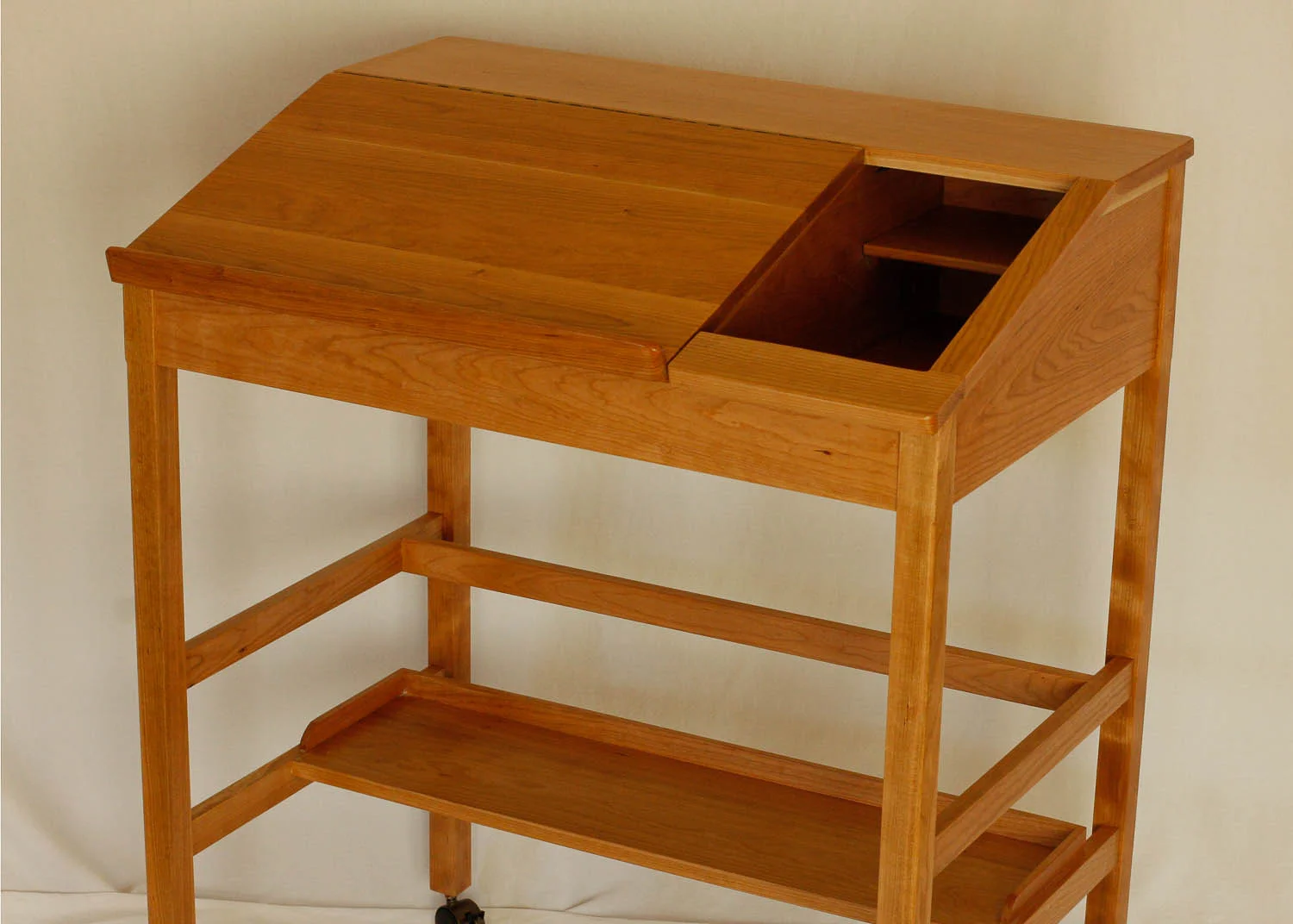 Cherry standing computer desk