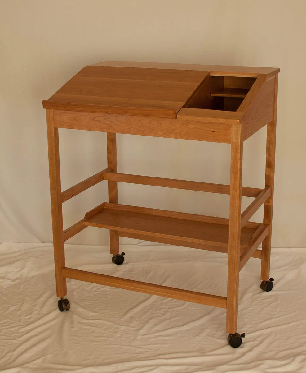 Cherry standing computer desk