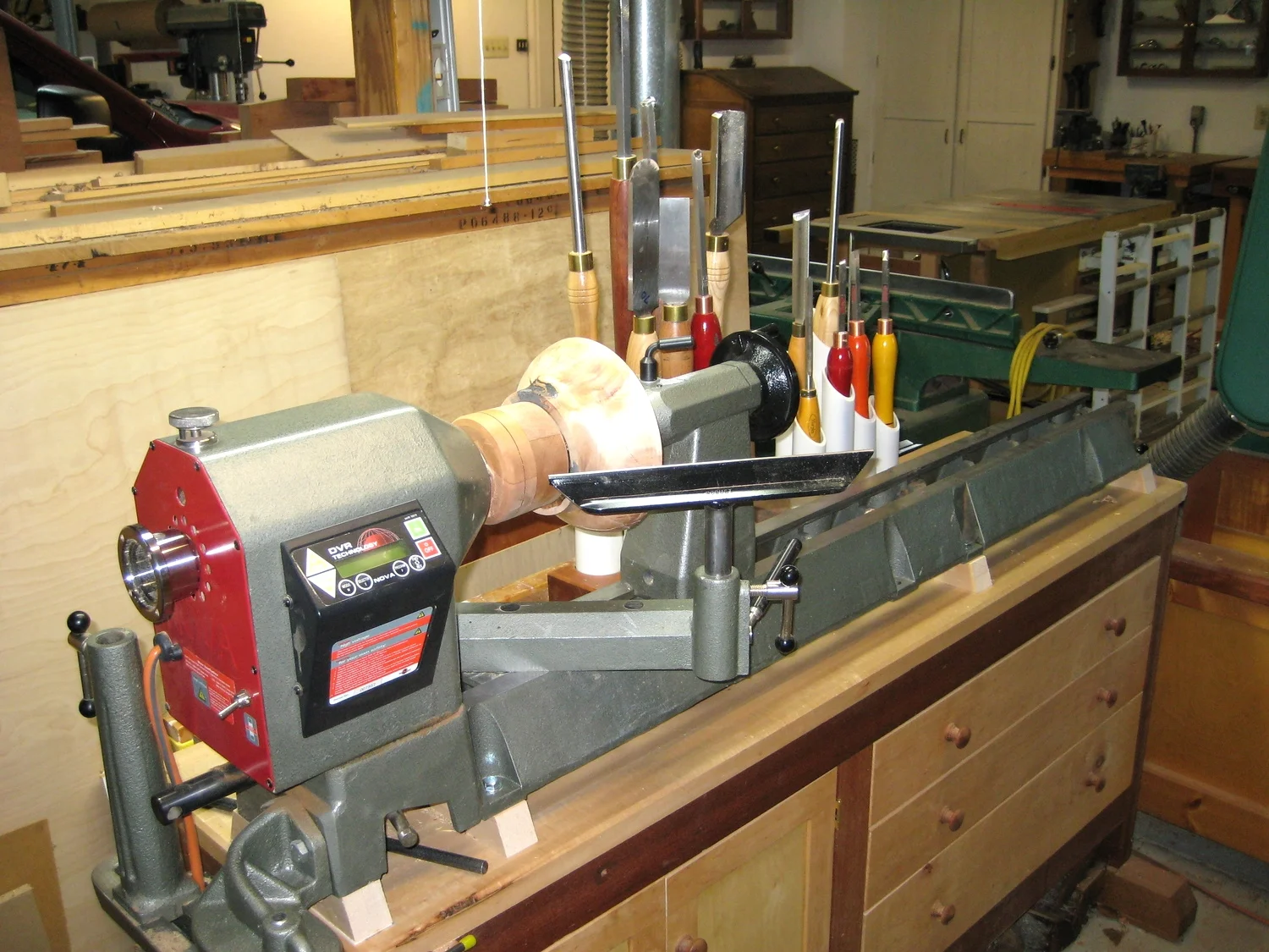 Lathe with Turning Tools