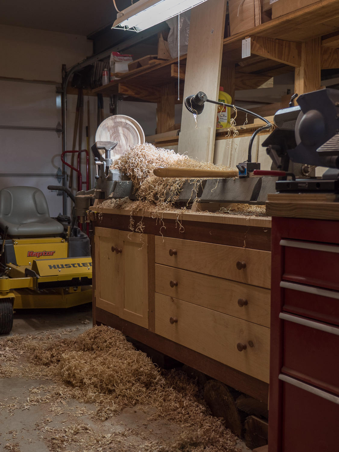 Maple bowl in progress, 95% ends up on the floor, and eventually in the dumpster.