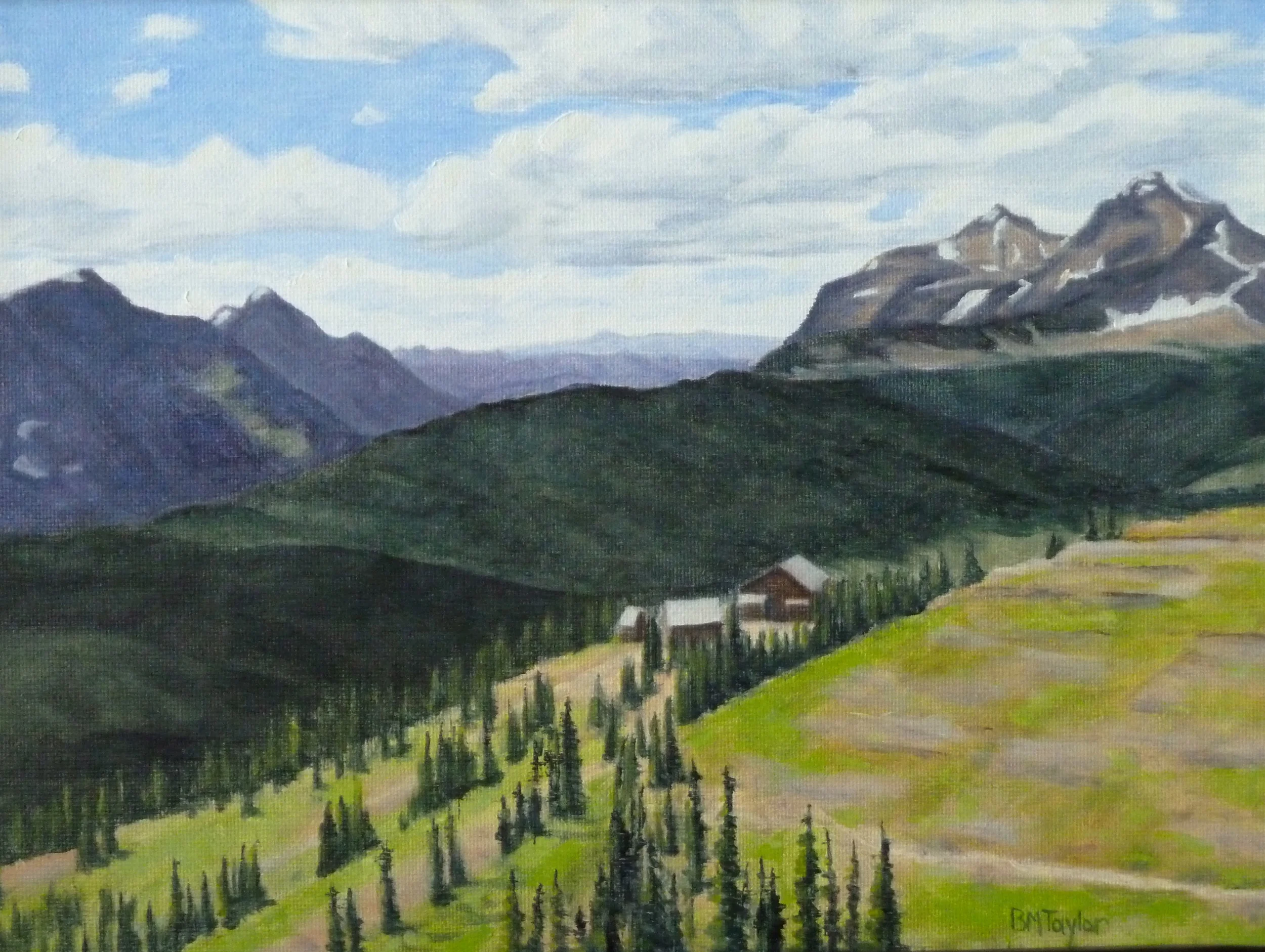 Granite Park Chalet and Heaven's Peak from Trail to Swiftcurrent Pass