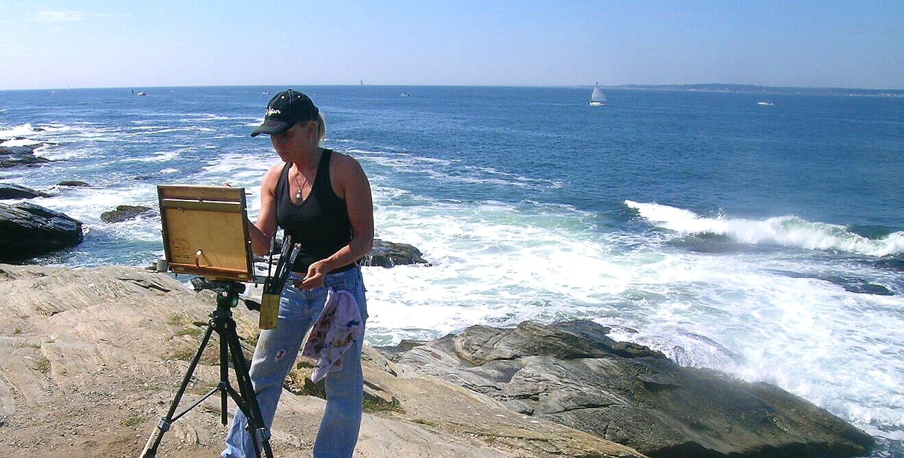 painting plein air at beavertail state park