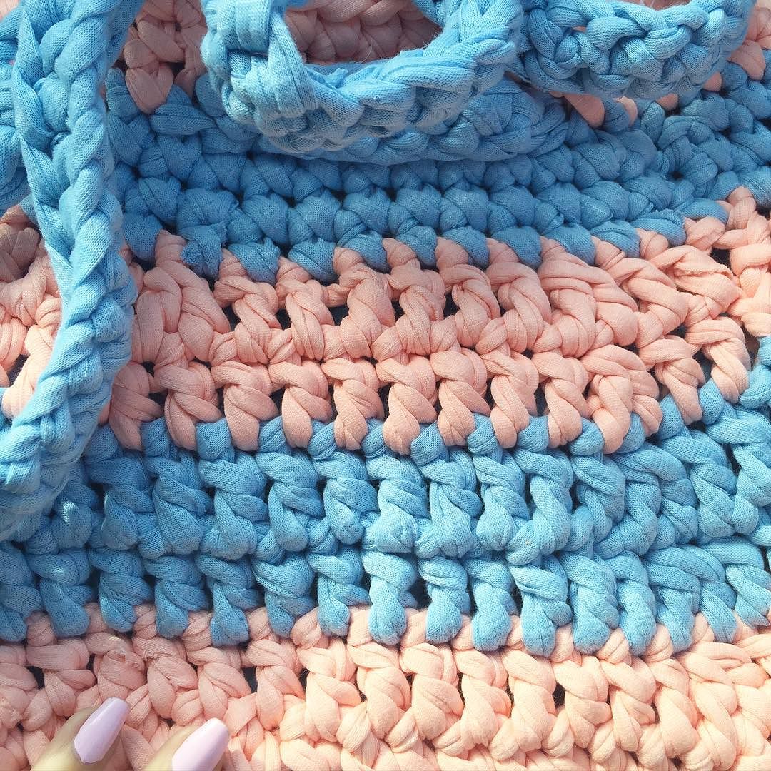 detail of cotton jersey hand-knit backpack // made in Bosnia #comingsoon