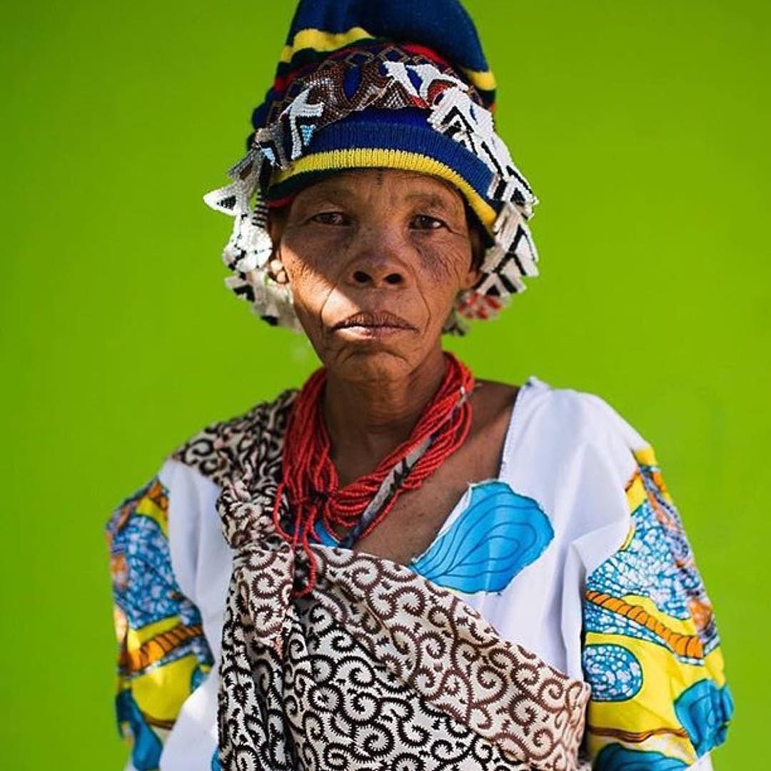 Xoan||an, our co-collaborator for our bead weaving collective in Nyae Nyae, Namibia outside of the workshop.
