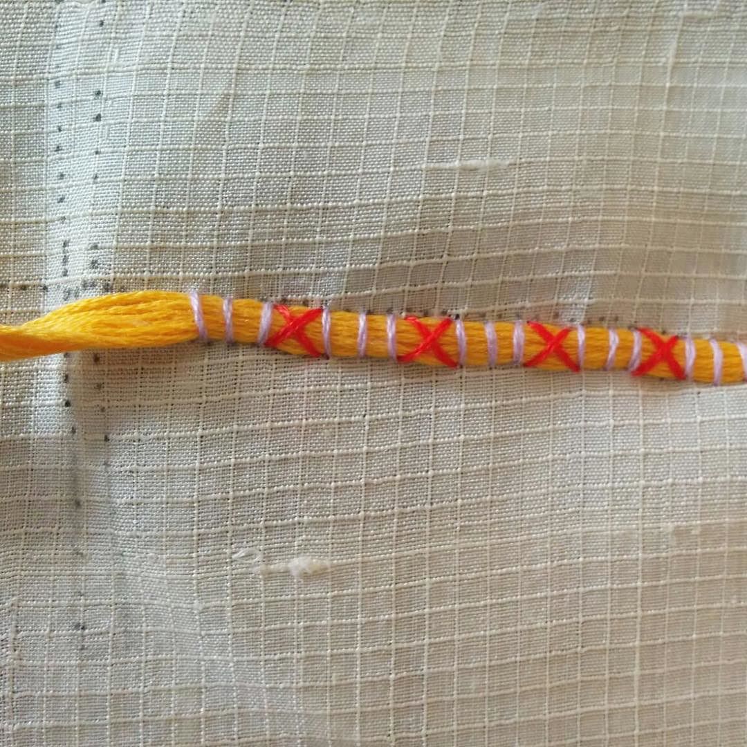 kutchi dori stitch in progress at the Ahmedabad workshop