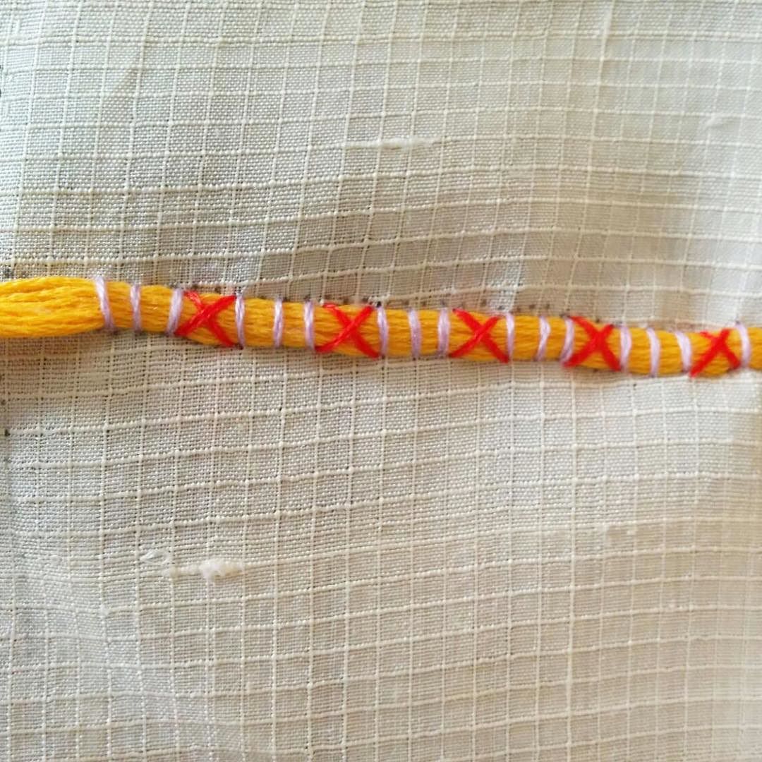 new stitches on hand-woven silk // hand-embroidery in Ahmedabad