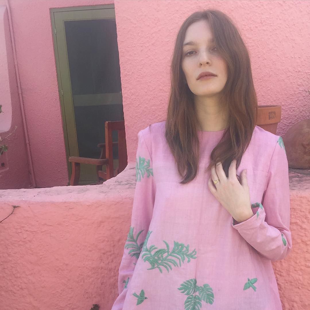 Sarita + hand-embroidered khadi trapeze dress // made by hand in Ahmedabad