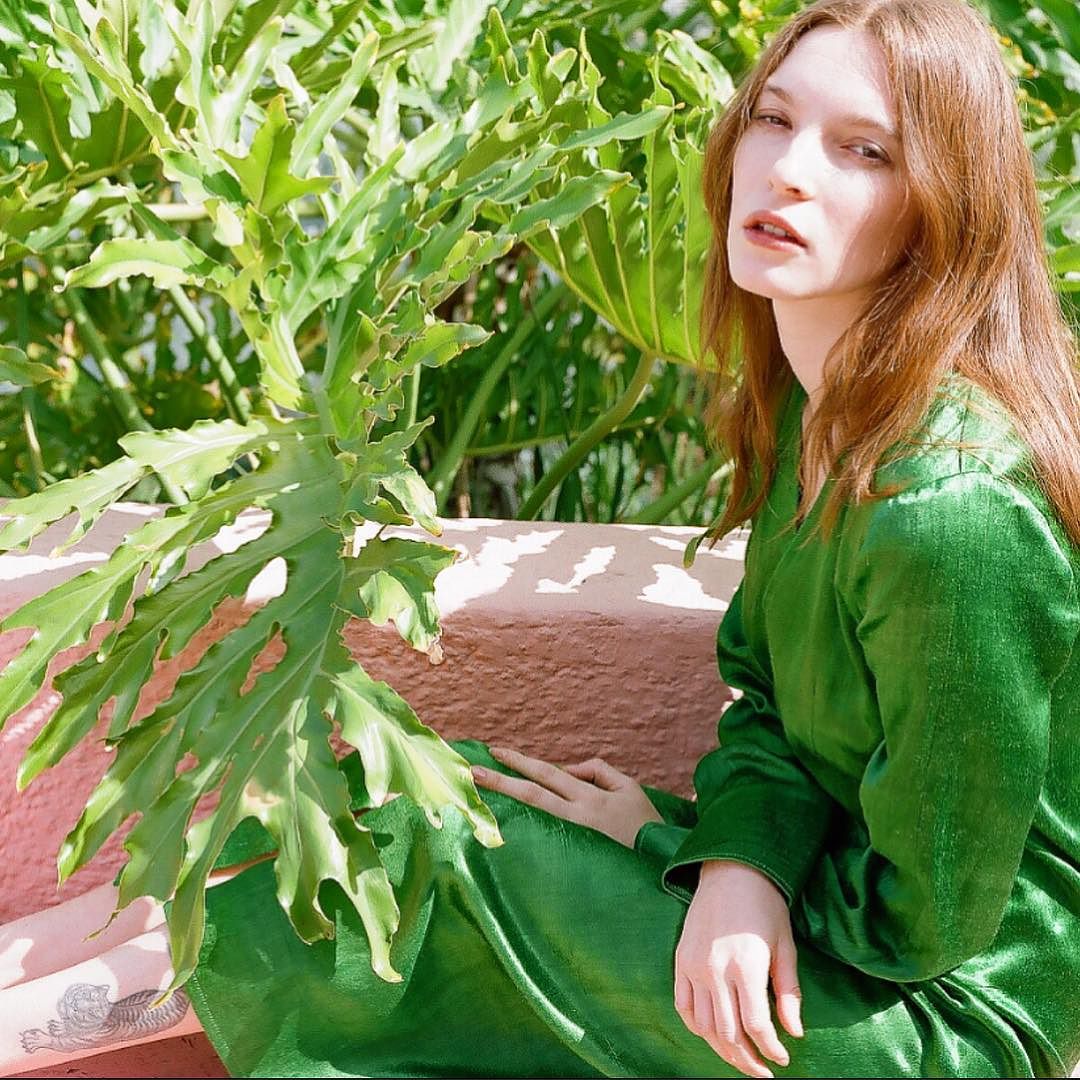 emerald silk mashroo smoking dress