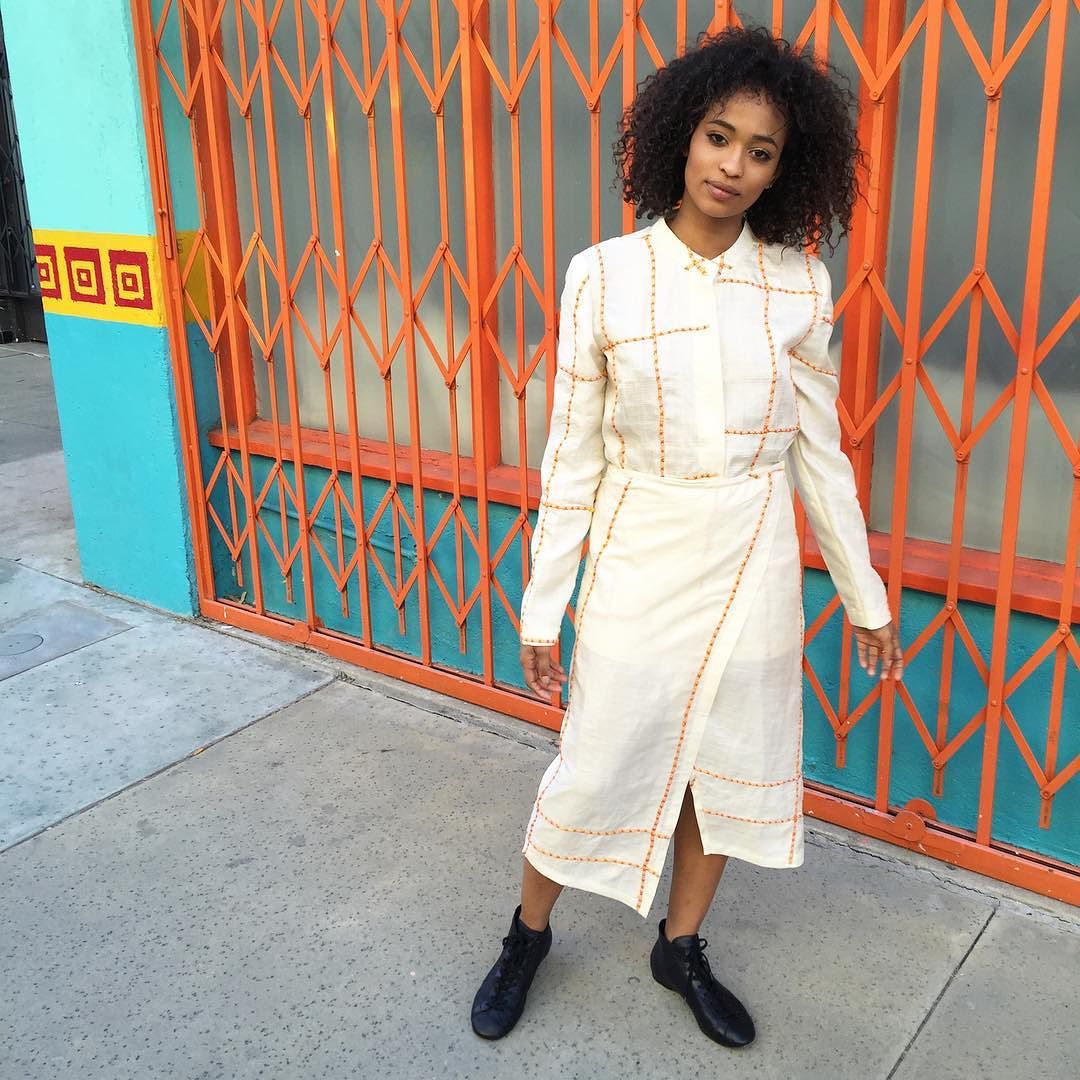 baby @kaylablackmon in hand-embroidered blouse + skirt