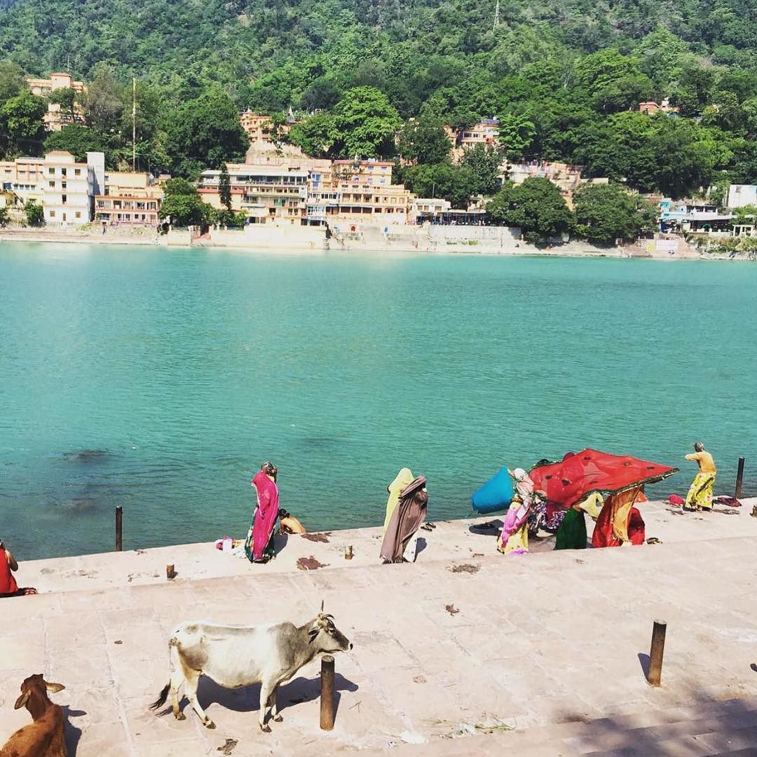 drinking chai at the Ganges