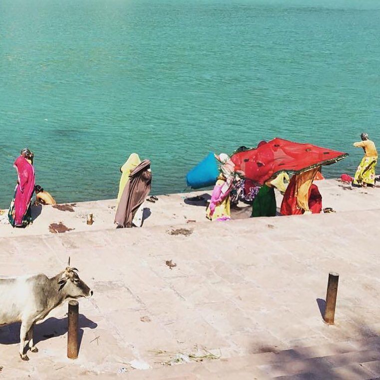 drinking chai at the Ganges