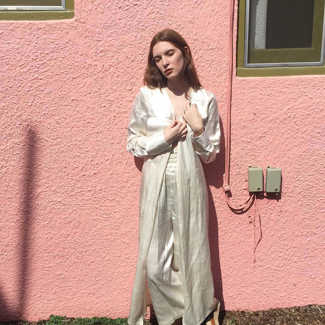 white silk mashroo smoking dress + boxing pant , hand-woven in Patan
