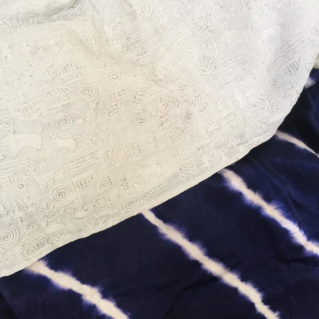 white warli + tie-dye silk mashroo