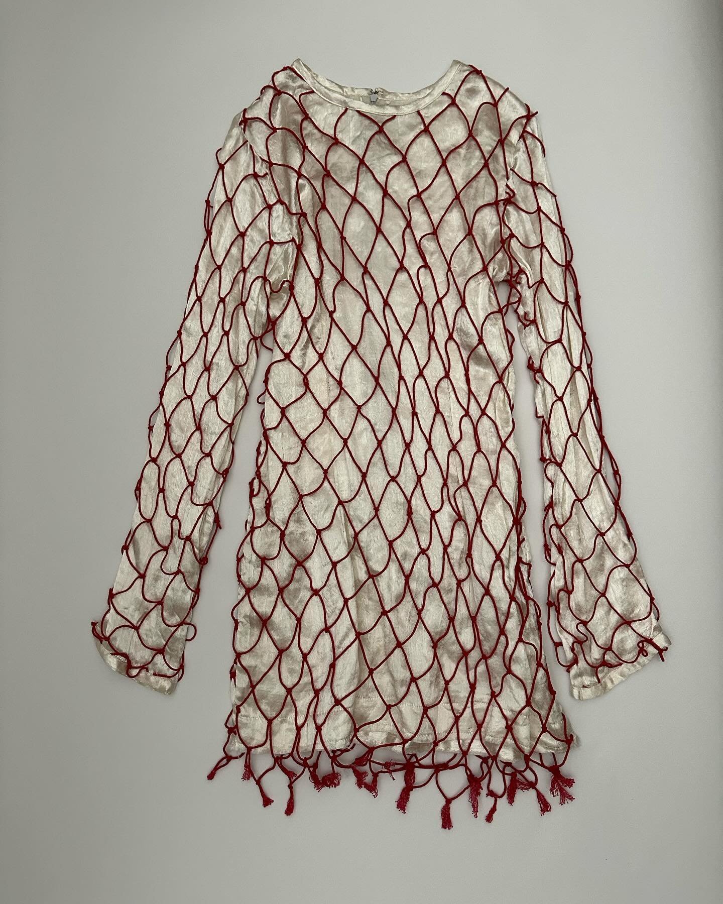 silk mashroo mini dress with red cotton net / made by hand in Ahmedabad
