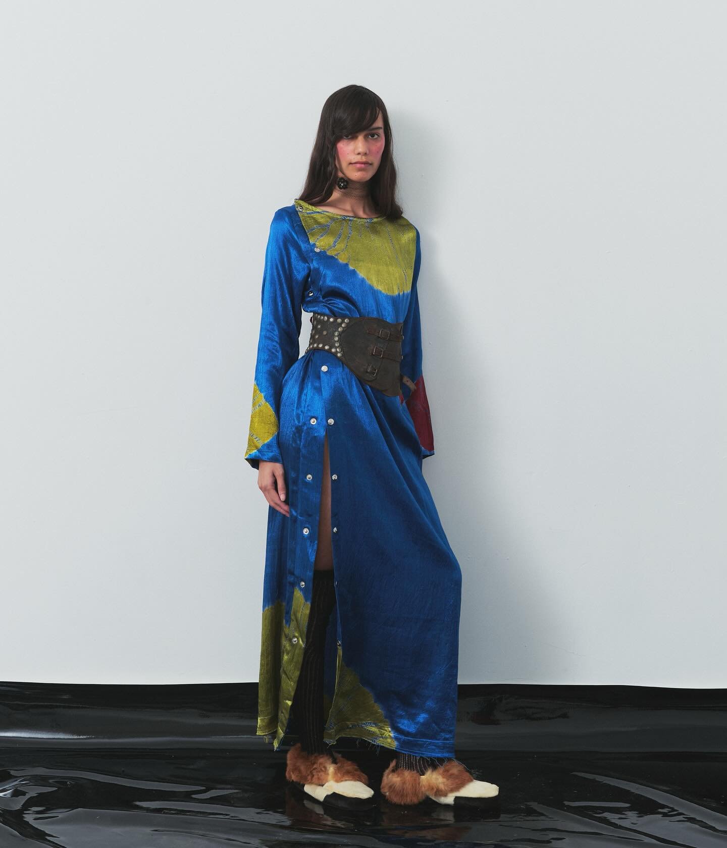 Shibori silk-mashroo metal snap dress - collection 16