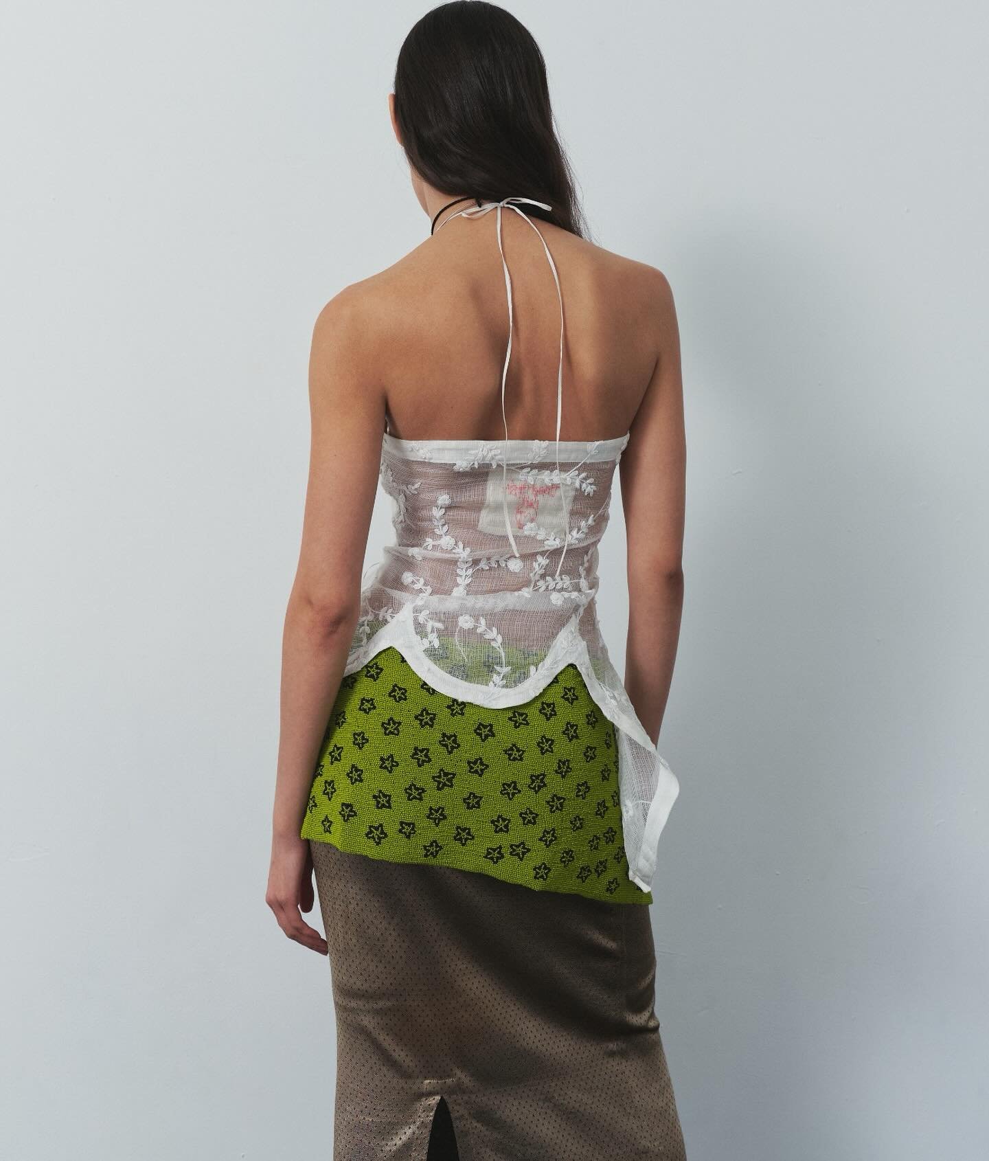 Jaal khatwork on silk kota and glass beaded belt