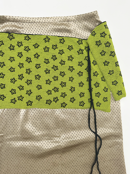 GLASS BEADED WRAP BELT, ACID GREEN with BLACK — TIGRA TIGRA display picture 2