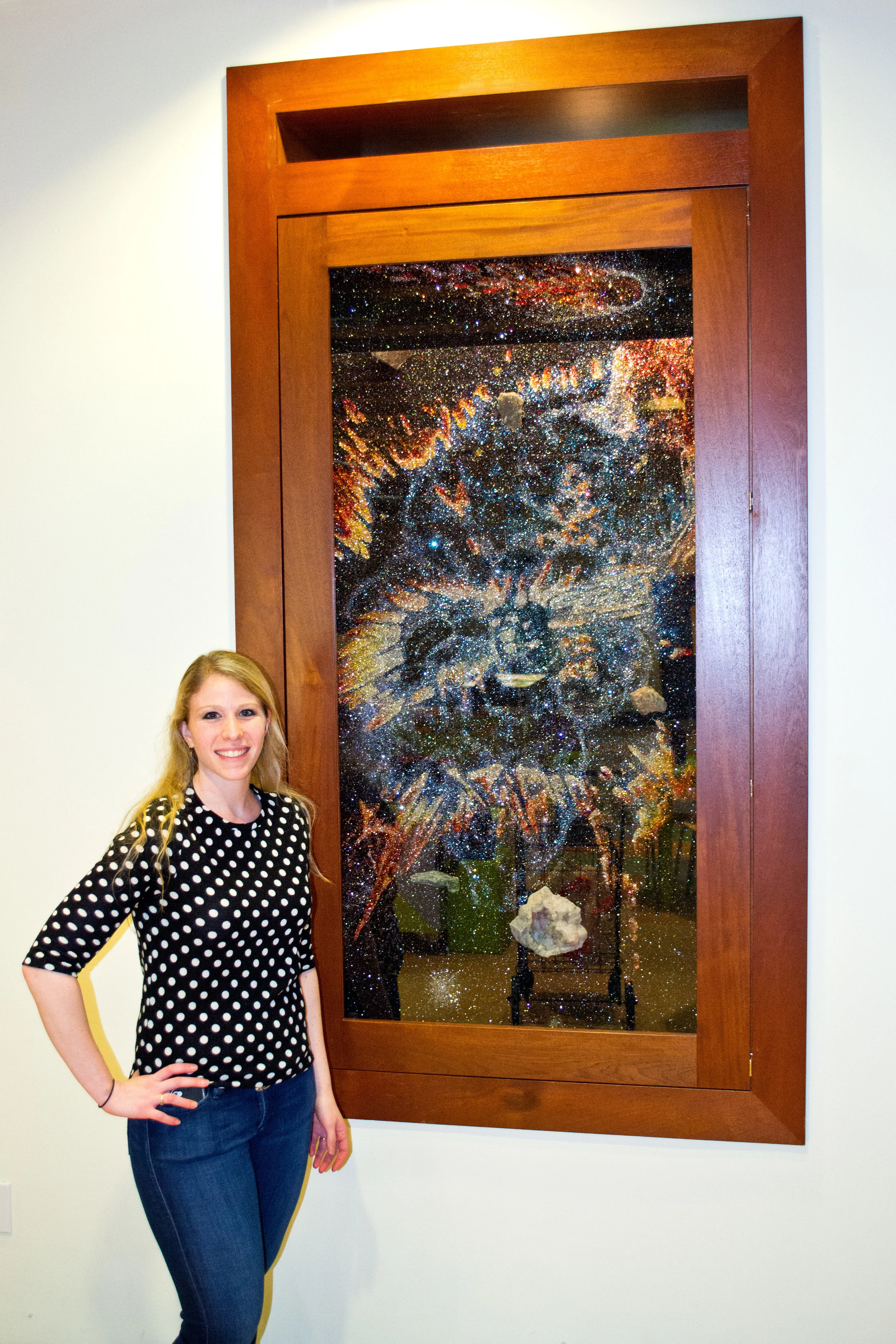 Me in front of one side of the completed BCM display M is for Meteorite.