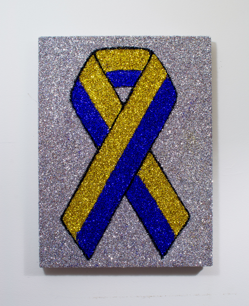 "Boston Strong Ribbon" Colored glitter and acrylic gel medium on panel 24" x 18"