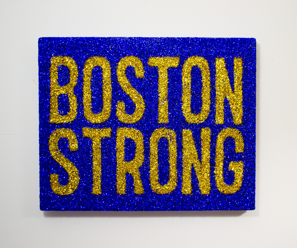 "Boston Strong" Colored glitter and acrylic gel medium on panel 16" x 20"
