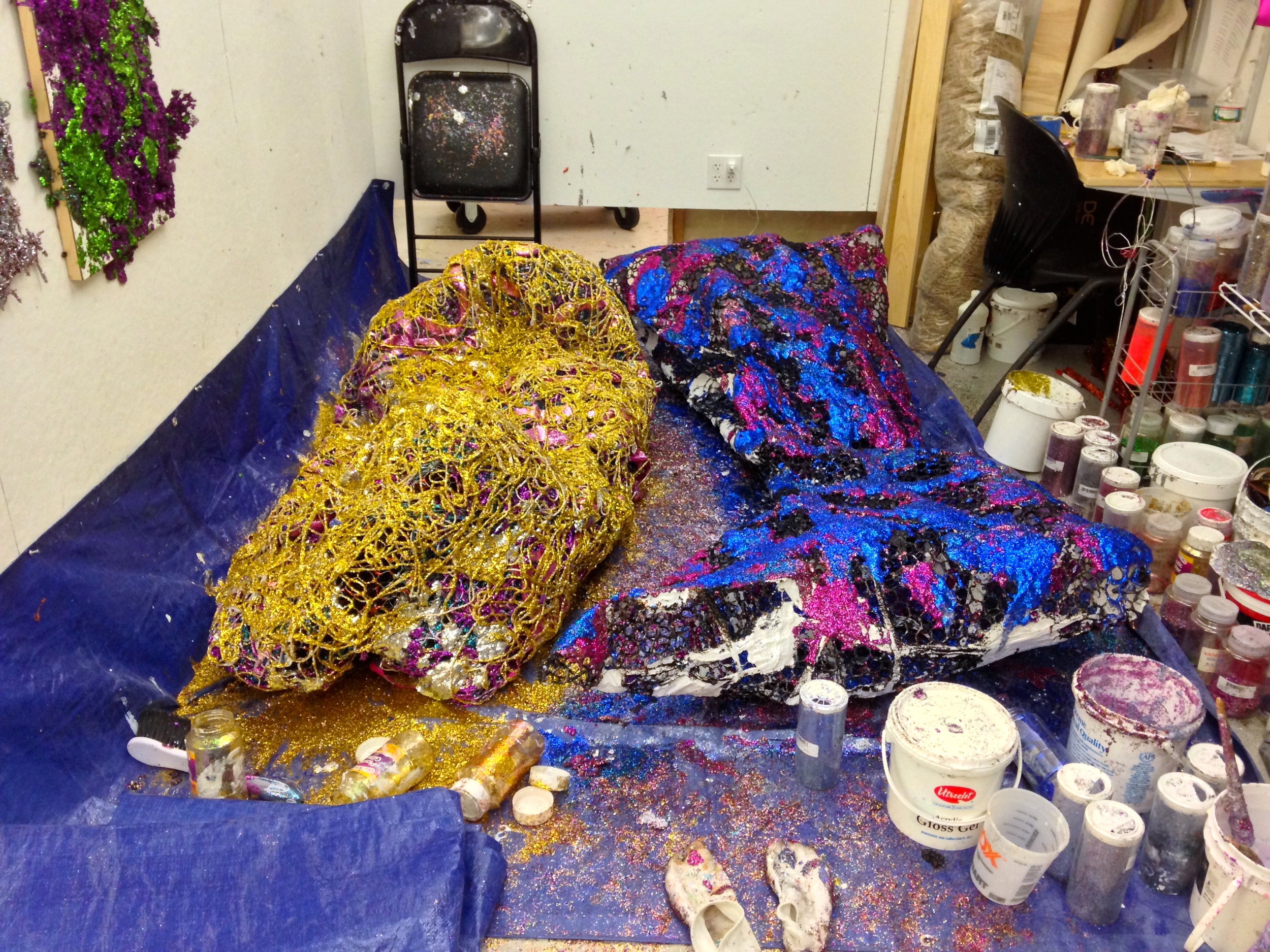 Sculptures in progress at my MFA studio in the Mission Hill building at the School of the Museum of Fine Arts, Boston.
