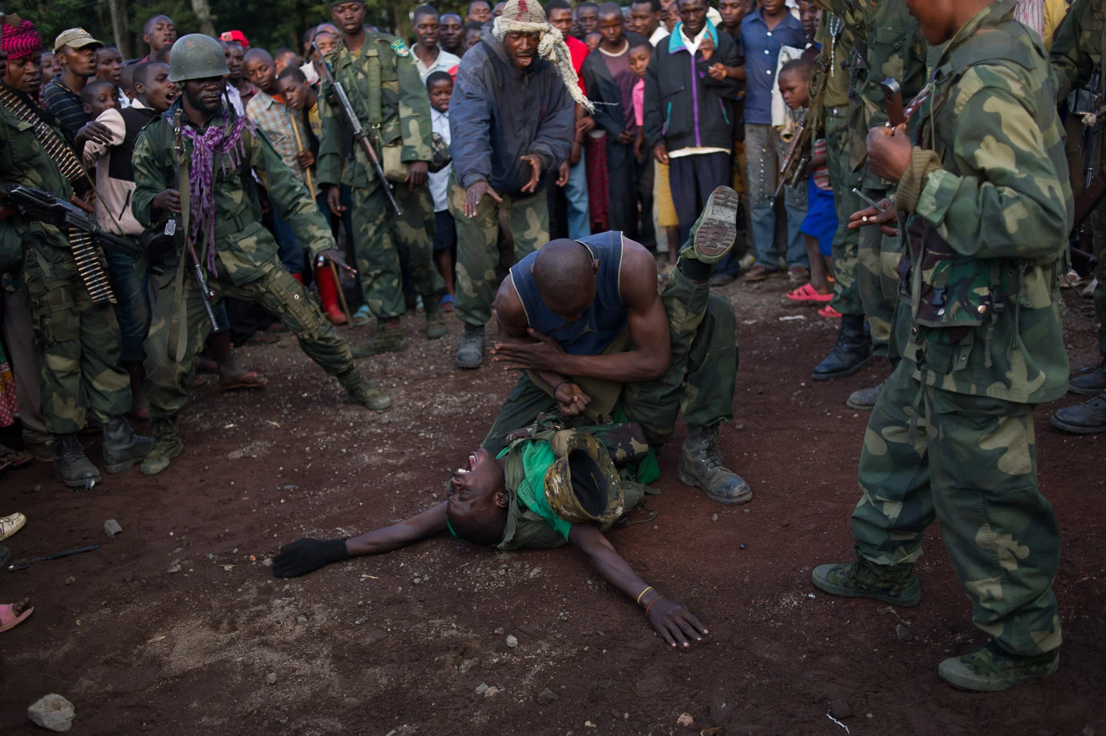 FARDC soldiers celebrate the ousting of M23 rebels from Bunagana in eastern Congo