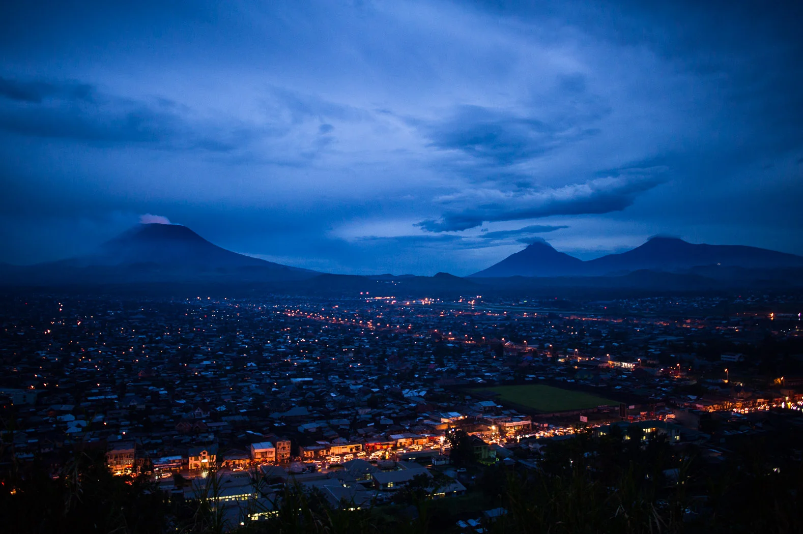 A view over Goma and the Nyiragongo volcano in eastern Congo