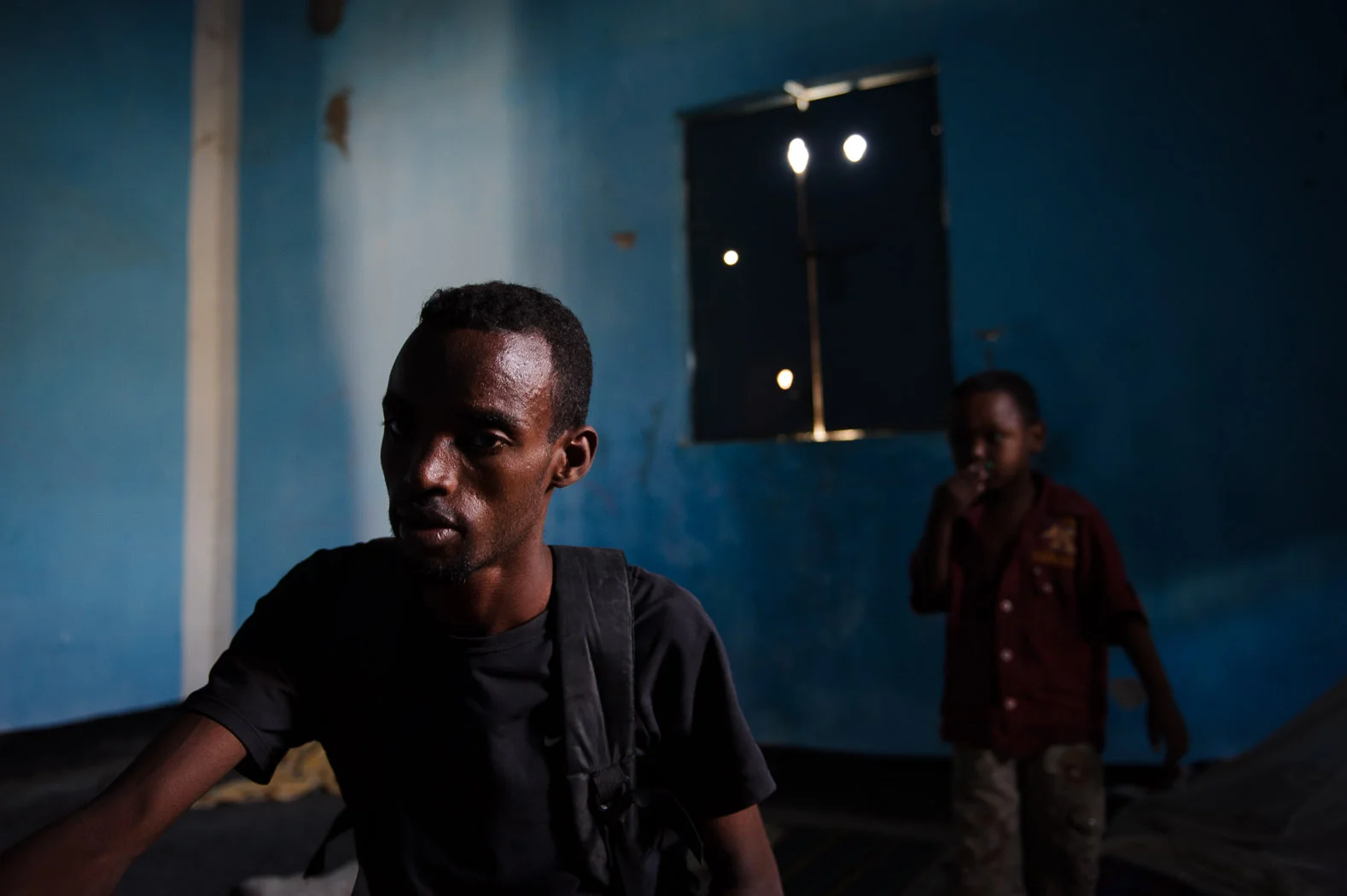Athletes such as Abdinasir Ibrahim, the informal Somali 5000m record-holder, are now no longer forced to take refuge in their homes. Here, he is pictured following a training session in Mogadishu's shelled-out Konis stadium.