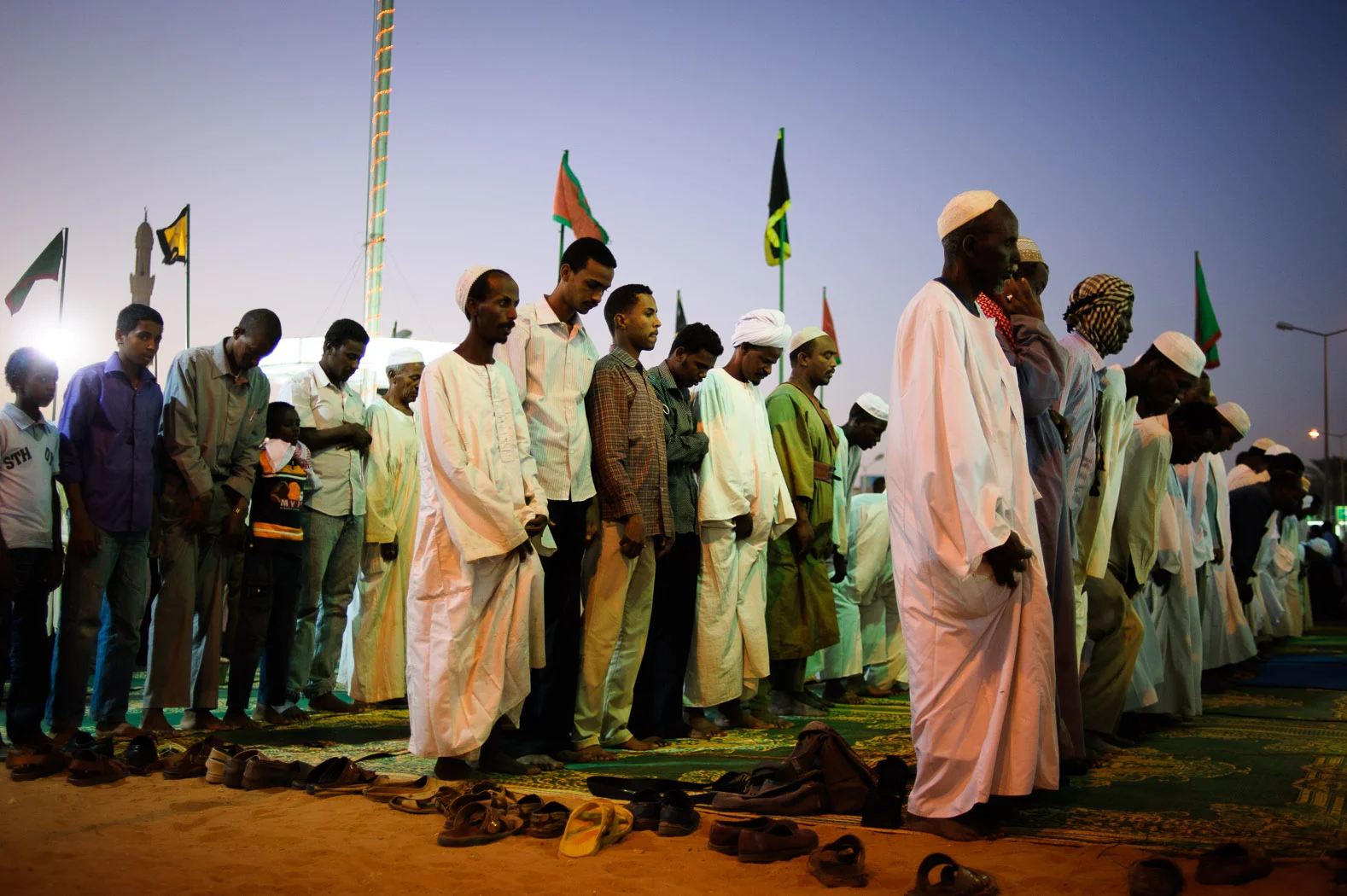 Sudanese Muslims pray in Omdurman.