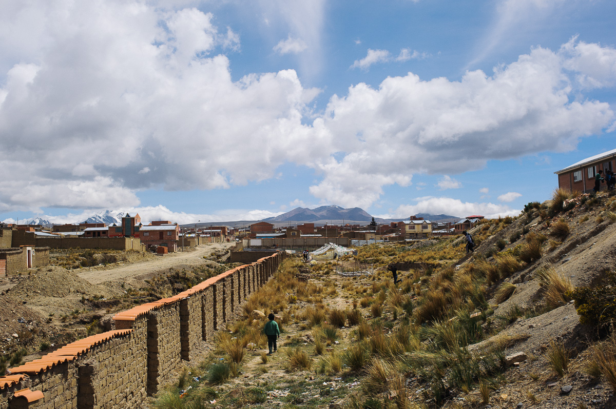 Children play in the grounds of a school in an outlying, poor neighbourhood of El Alto in Bolivia.