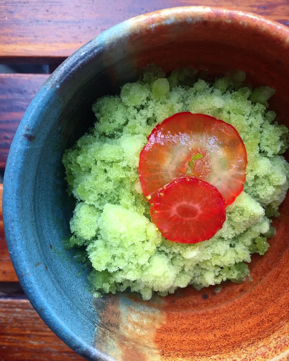 Sorrel Ice. Strawberry. Yogurt. Coriander.