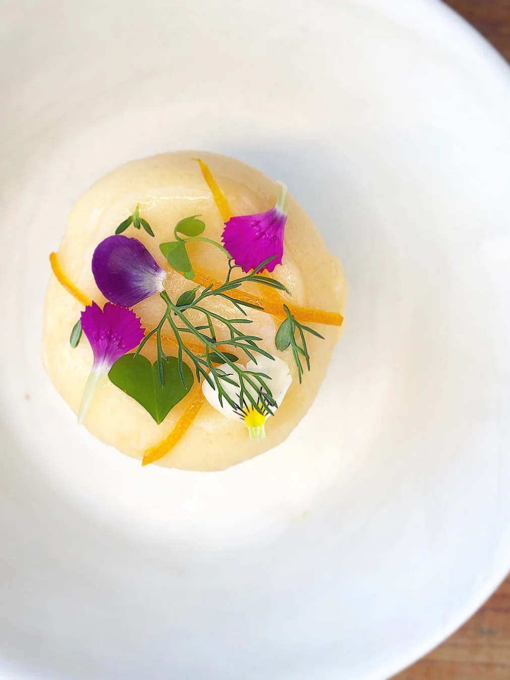 Thyme Meringue, tangerine, nutmeg.