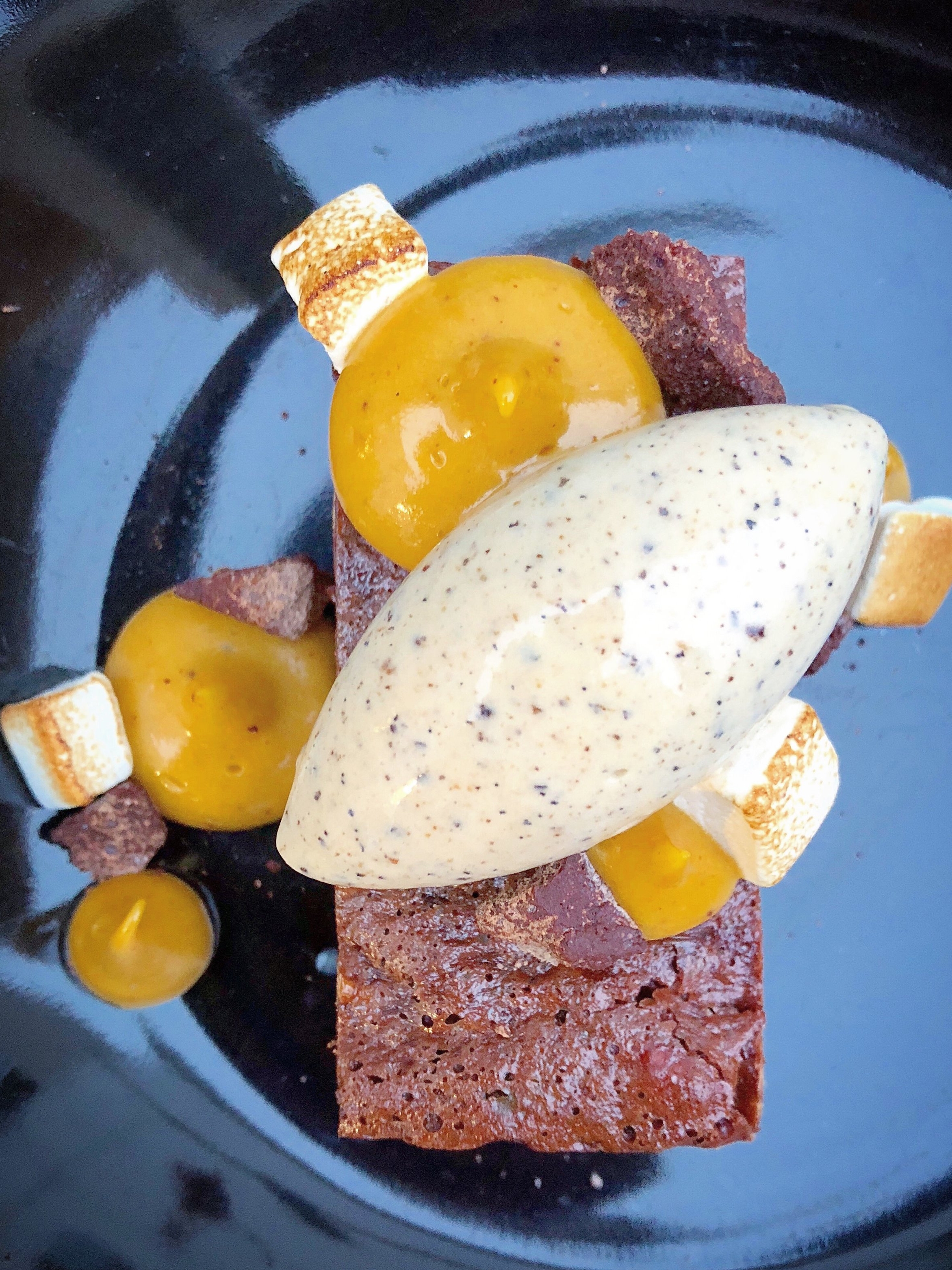 Chocolate Pecan Bar, sweet potato, marshmallow.