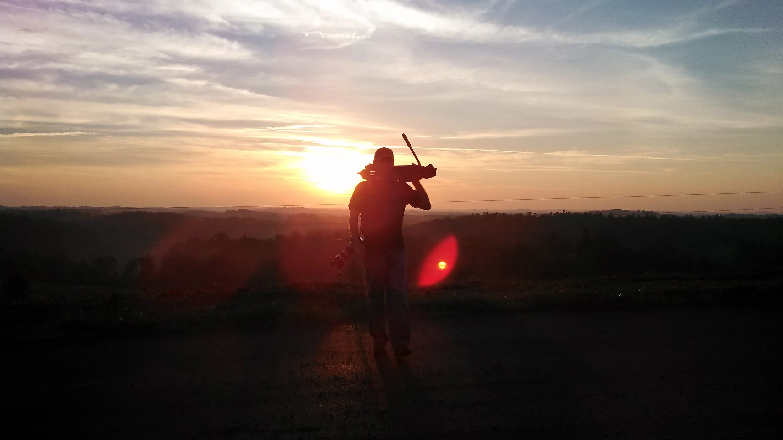 Clinton Lewis, the project's director of photography packs it up after getting some shots of the sunrise over Muir Valley. The man... the legend.