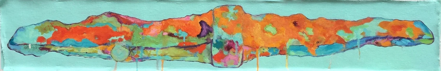 "Antikythera Anchor"(small version), 2016 oil on linen mounted on canvas 10x47in.