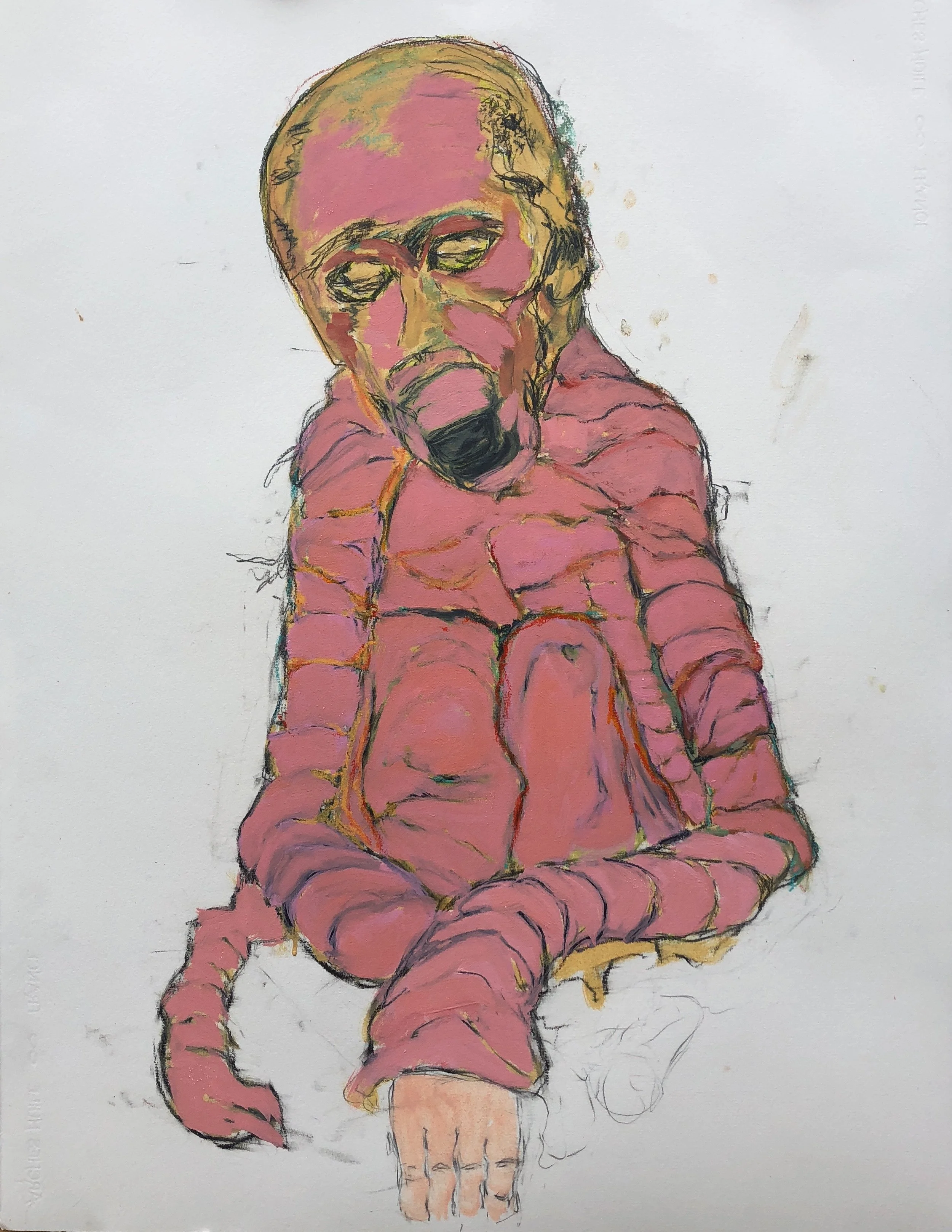 "Silly Putty Mummy" 2017 30x22in. oil on Arches paper
