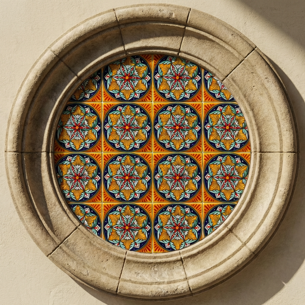 Cream Stucco Wall with Frame and Tiles.png