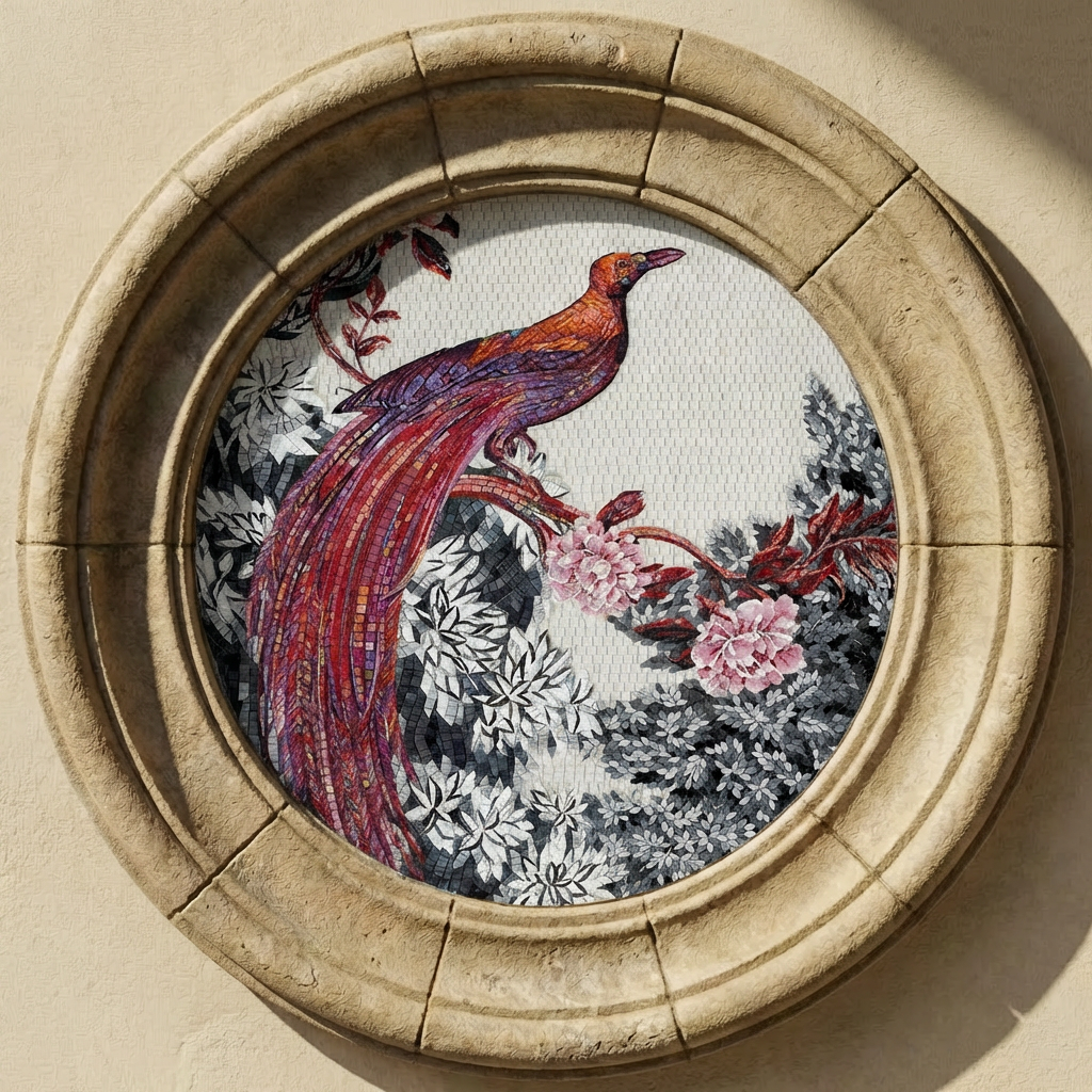 Cream Stucco Wall with Mosaic Frame.png