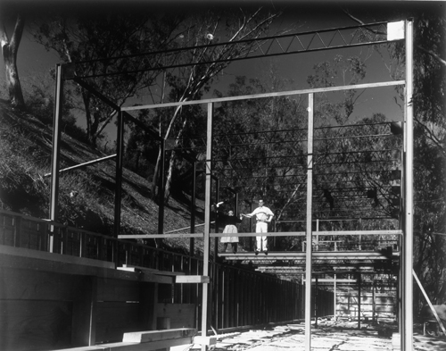 Charles & Ray Eames on site during construction of their home (with no tie-offs or PPE!)