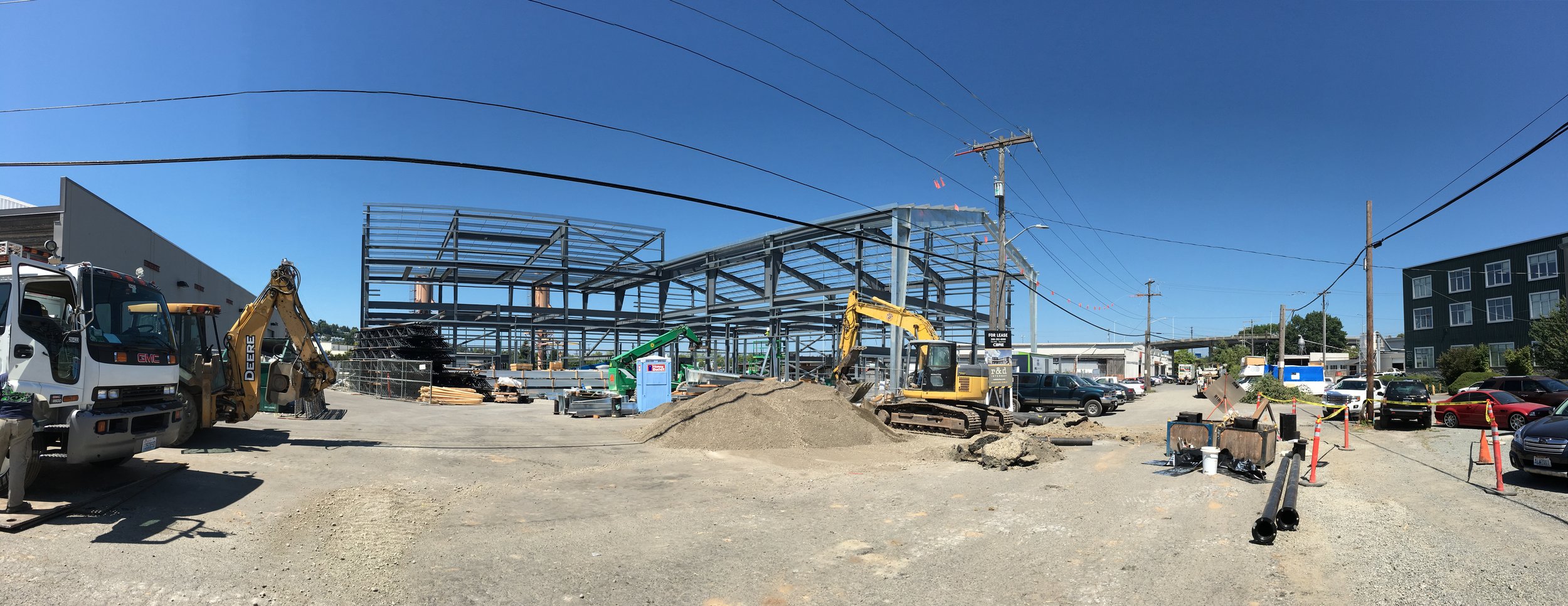 Site panorama including PEMB frame.