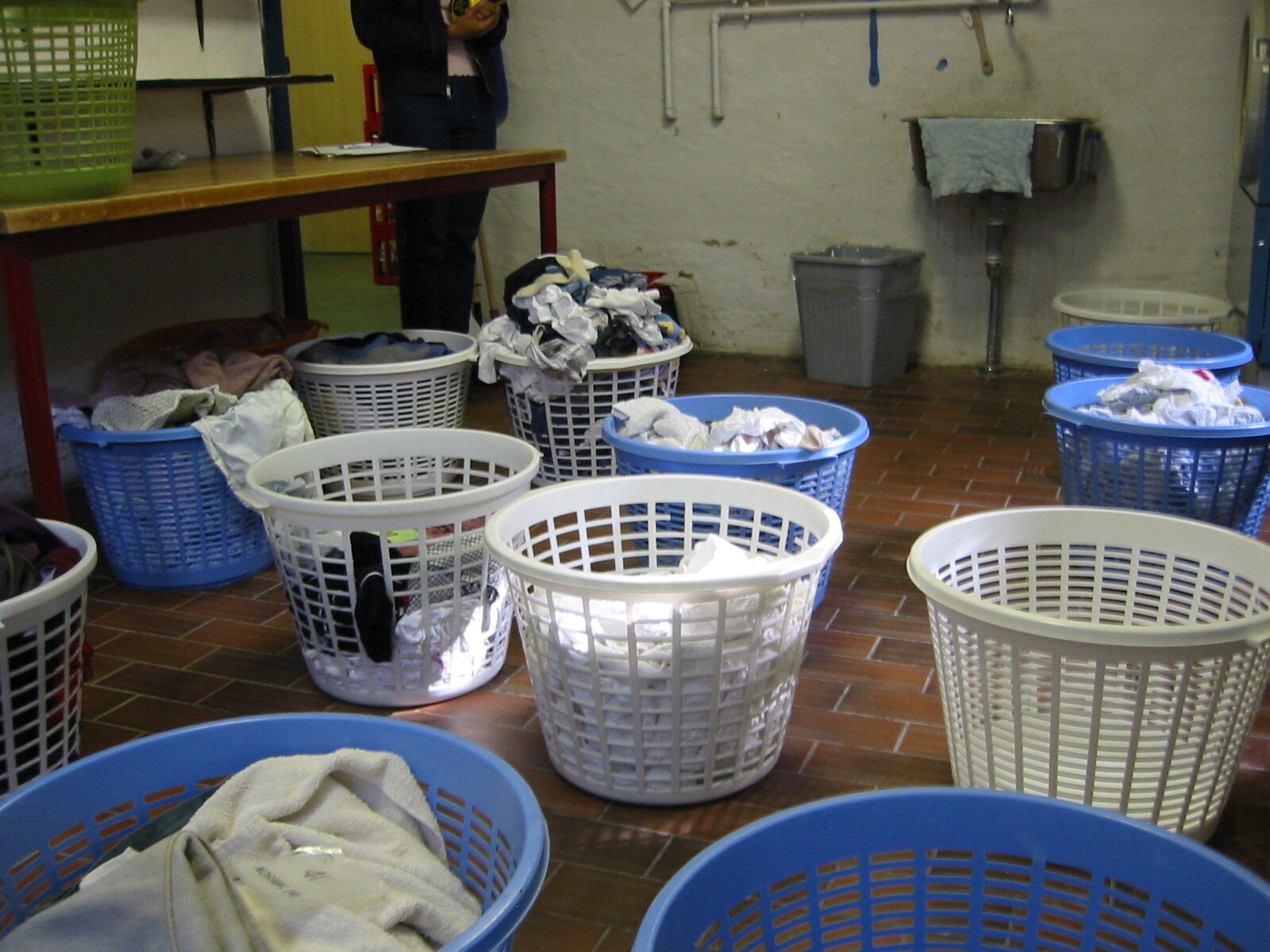 Laundry baskets queued up at Ibsgården