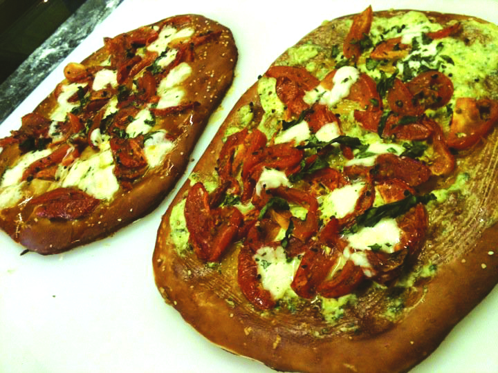 Margherita pretzel flatbreads