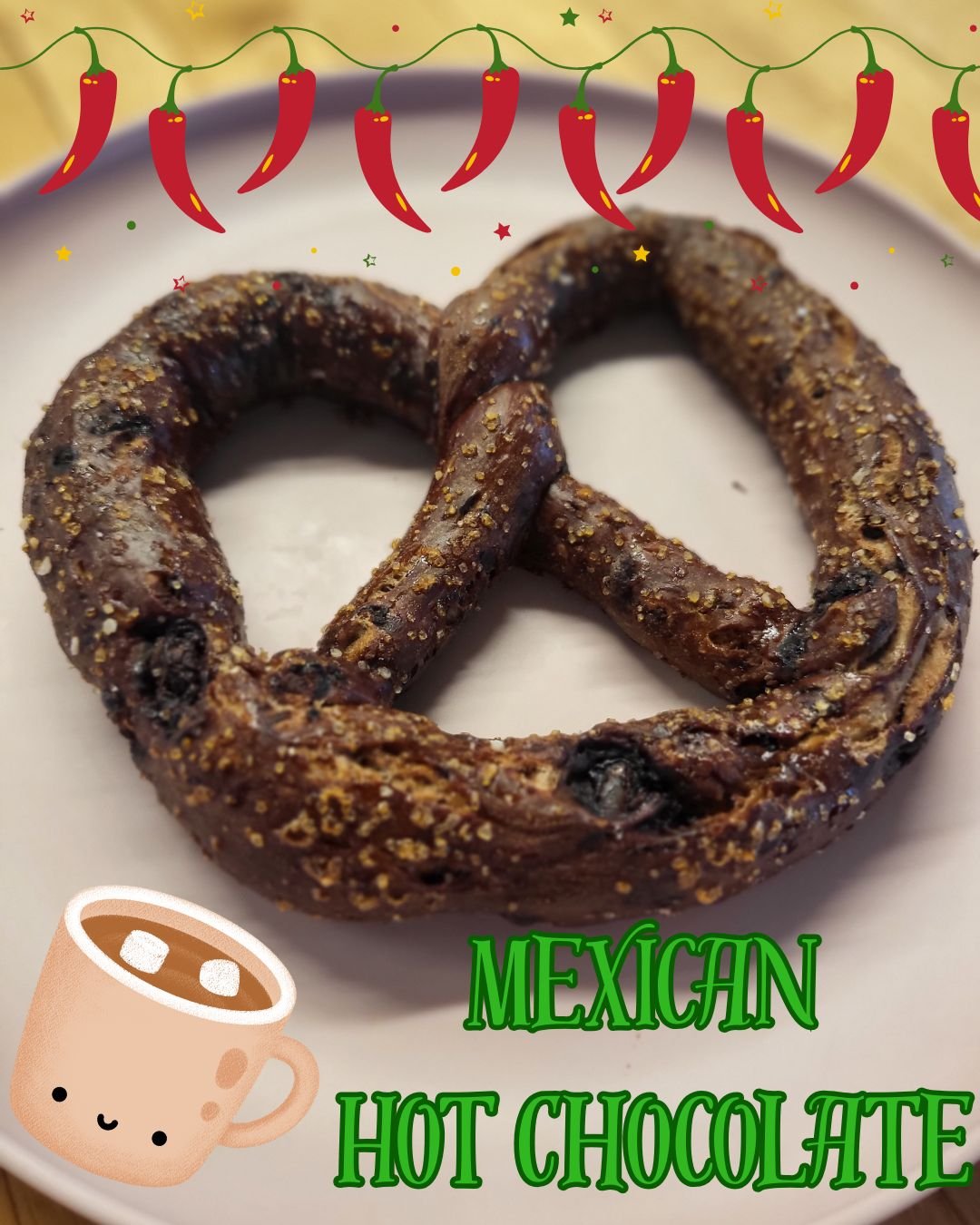 This cool, wet week calls for something warm, bold, and just a little spicy&hellip; 🌶🥨

Meet our Mexican Hot Chocolate Pretzel &mdash; made with our house-made vegan hot chocolate mix and a kick of cayenne pepper for just the right heat. After a tr