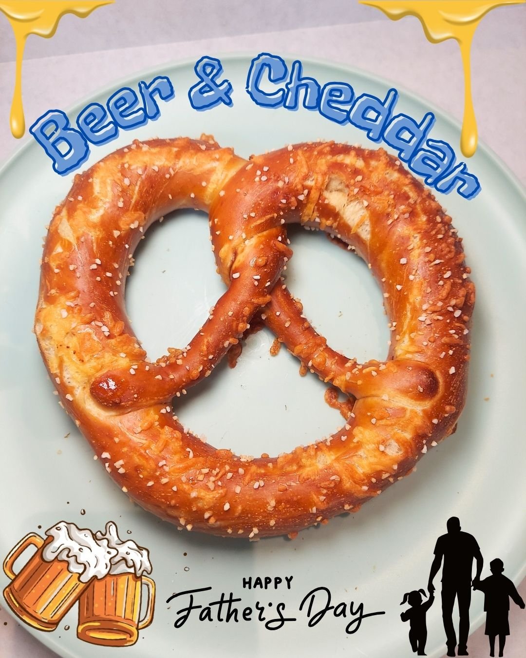 🍺🧀 Dads. Beers. Cheddar. Pretzels. What else is there, really?
 Father&rsquo;s Day (Sunday, June 15) we&rsquo;re celebrating dad vibes the only way we know how&mdash;by baking beer right into the pretzel.
Yep, we swap out some of the water for Ill 