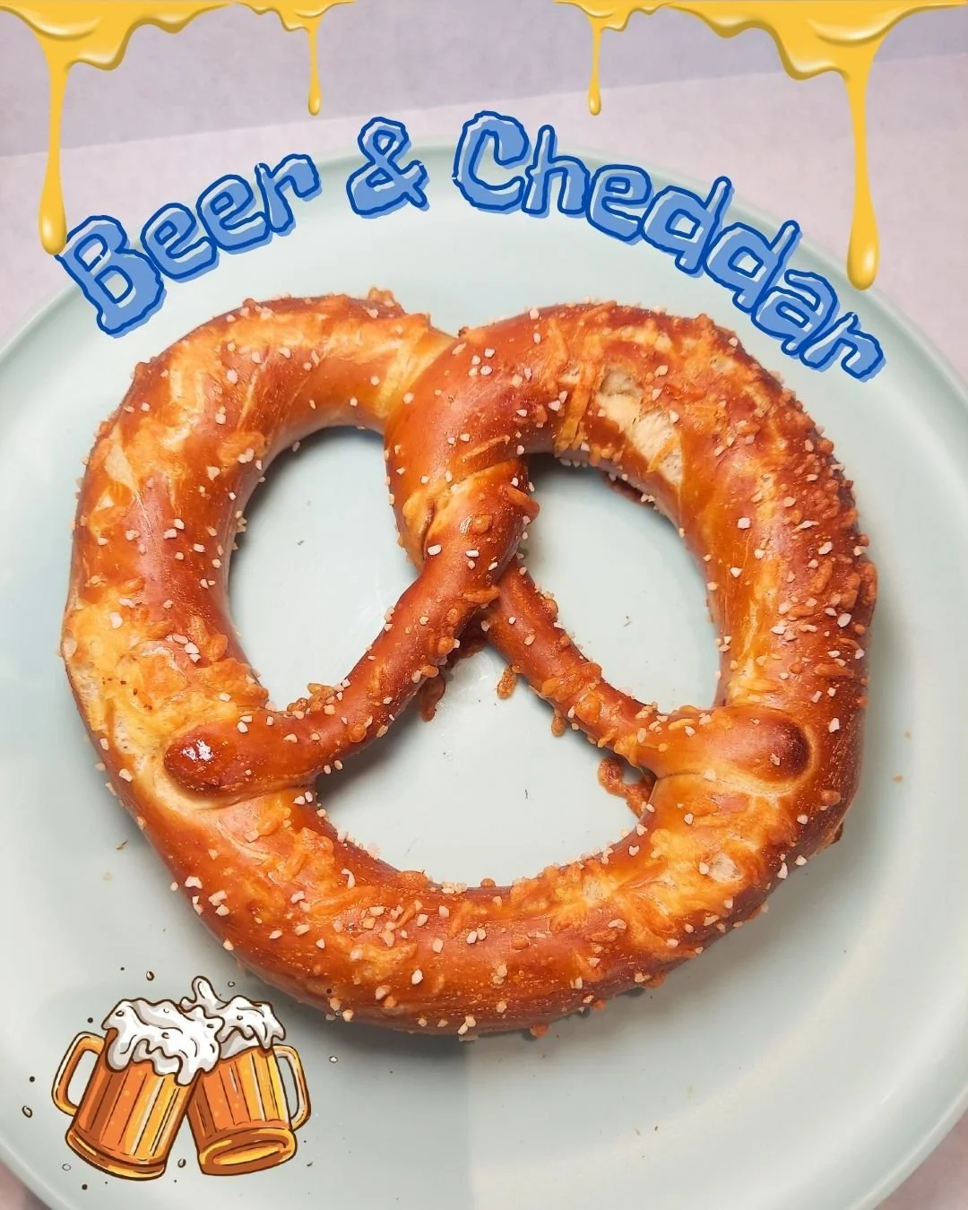 Cheers to fall &amp; flavor! 🍺🧀🥨

Our Beer &amp; Cheddar pretzel is back&mdash;made by swapping out some water for actual beer in the dough, giving it that yeasty, Oktoberfest-worthy depth. We top it with melty cheddar cheese and highly recommend 
