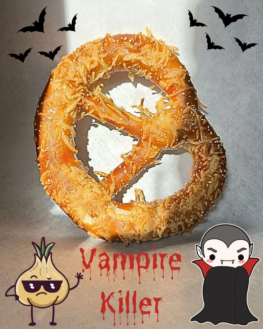 🧄🧛&zwj;♂️ The Vampire Killer has risen! 🧛&zwj;♀️🧄
This one&rsquo;s for our garlic lovers&mdash;and the undead beware.
We&rsquo;re talking roasted garlic and fresh minced garlic baked right into our dough and topped with a bold layer of hard parme