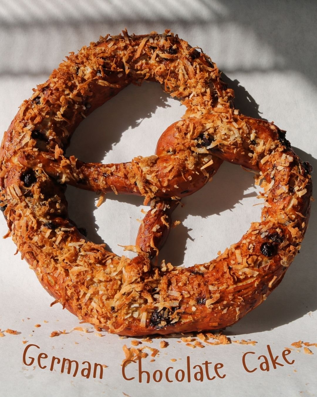 🥥🍫 German Chocolate Cake&hellip; but make it a pretzel.

We fold chocolate and coconut right into the dough, then top it with a brown sugar coconut finish and a sprinkle of sea salt for that sweet-salty magic. It&rsquo;s rich, toasty, and giving fu