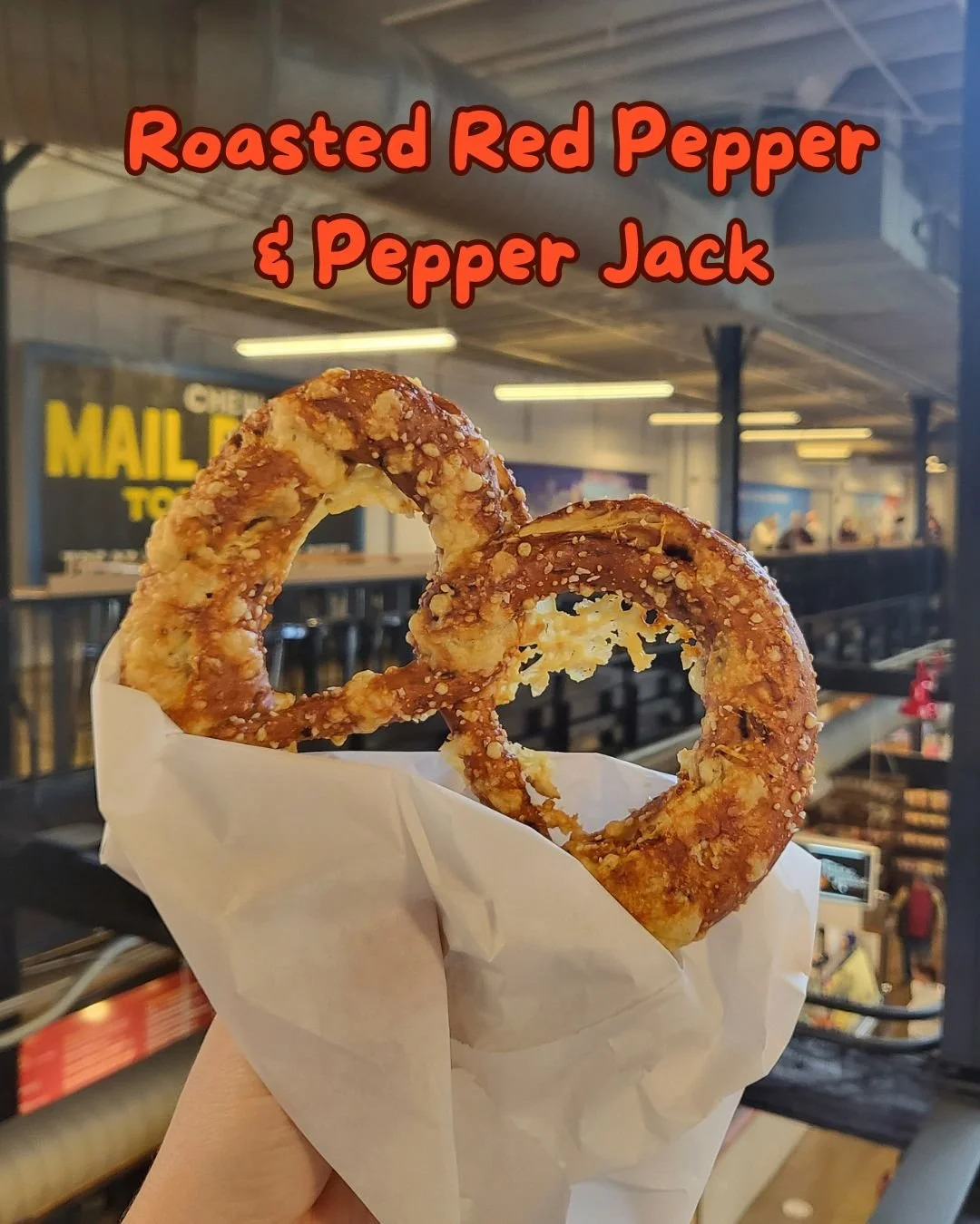 🌶️🧀 Roasted Red Pepper &amp; Pepper Jack Pretzel

We slow roast red peppers and mix them right into our dough, then top it with melty pepper jack cheese for that warm, savory bite. It&rsquo;s flavorful, cheesy, and just the right way to welcome tho
