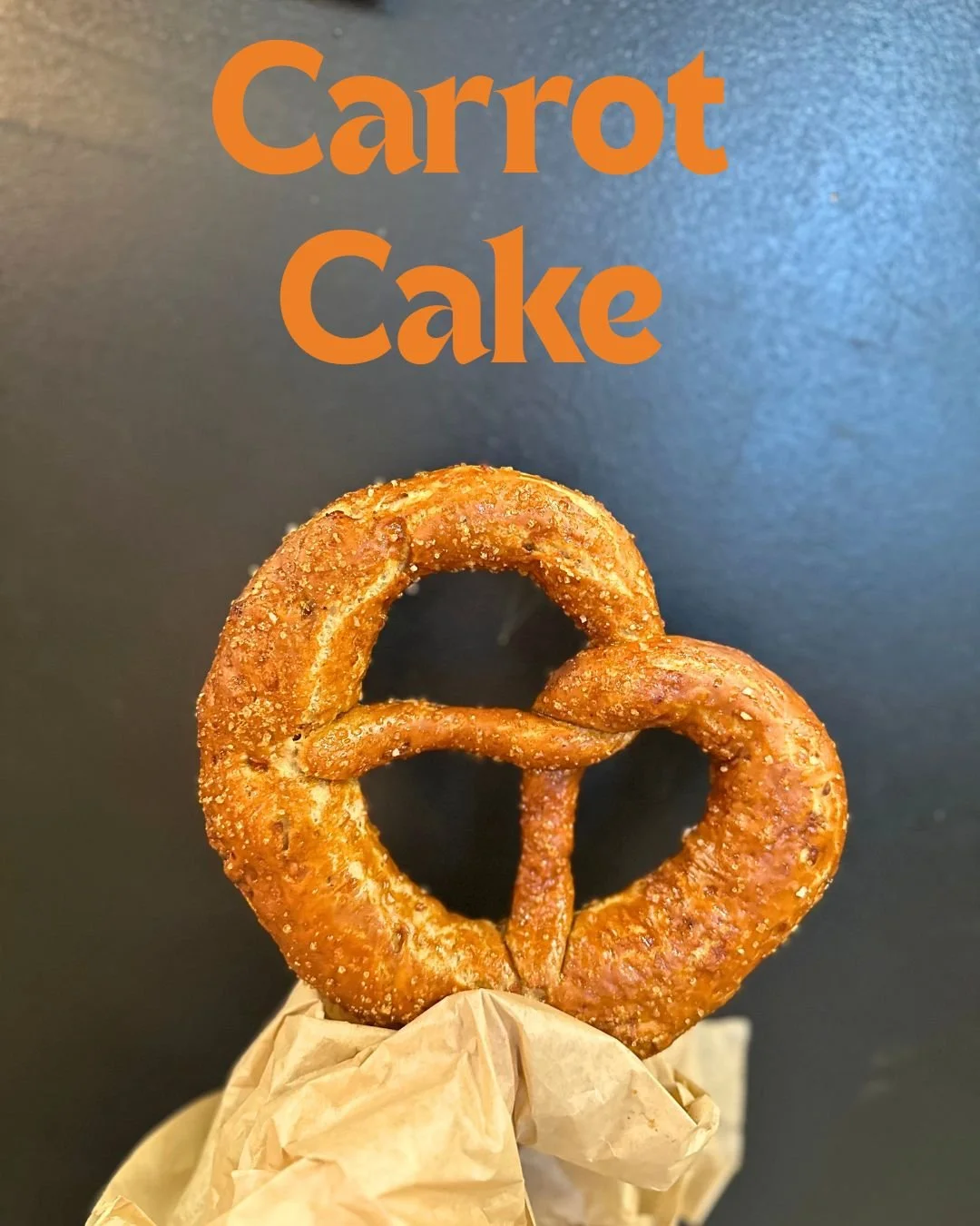 🥕🥨 Carrot Cake Pretzel = back and here ALL month long! 

We season shredded carrots in a warm blend of spices and let them marinate overnight, then mix them right into our dough and top it with sugar in the raw before baking. It&rsquo;s cozy, perfe