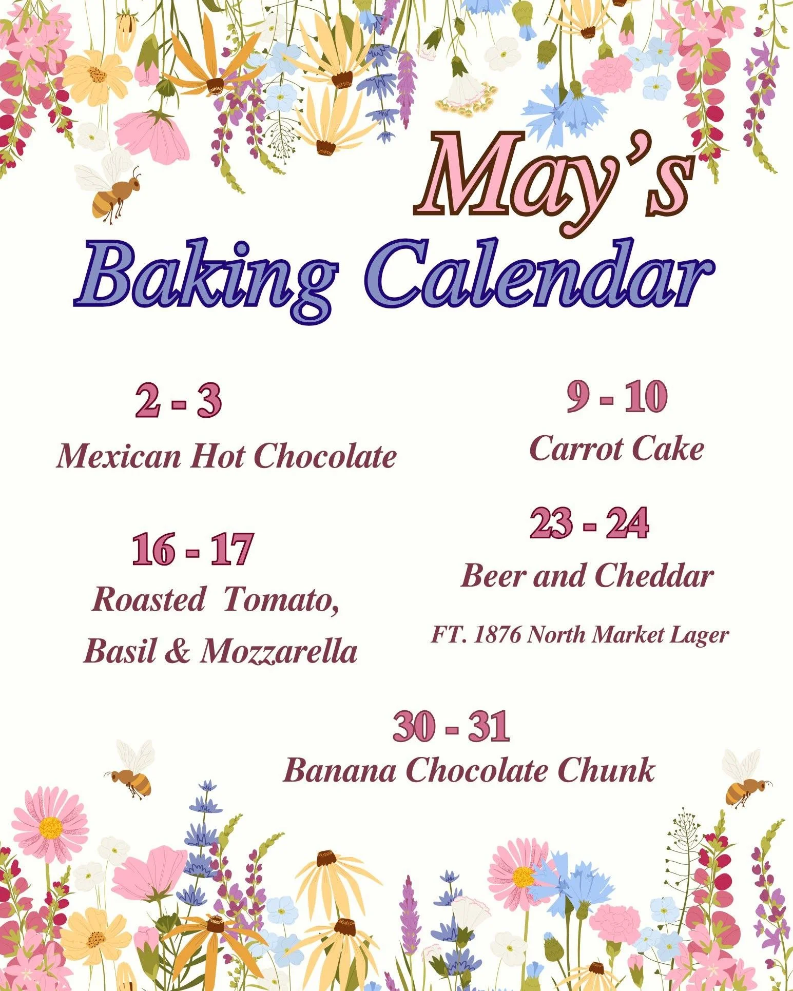 🌸🥨 May weekends are STACKED!

We&rsquo;re celebrating all month long&mdash;Cinco de Mayo, Mother&rsquo;s Day, and wrapping it up with Memorial Day weekend featuring our special beer dough made with North Market 1876 Seventh Son Lager 🍺🔥

From swe